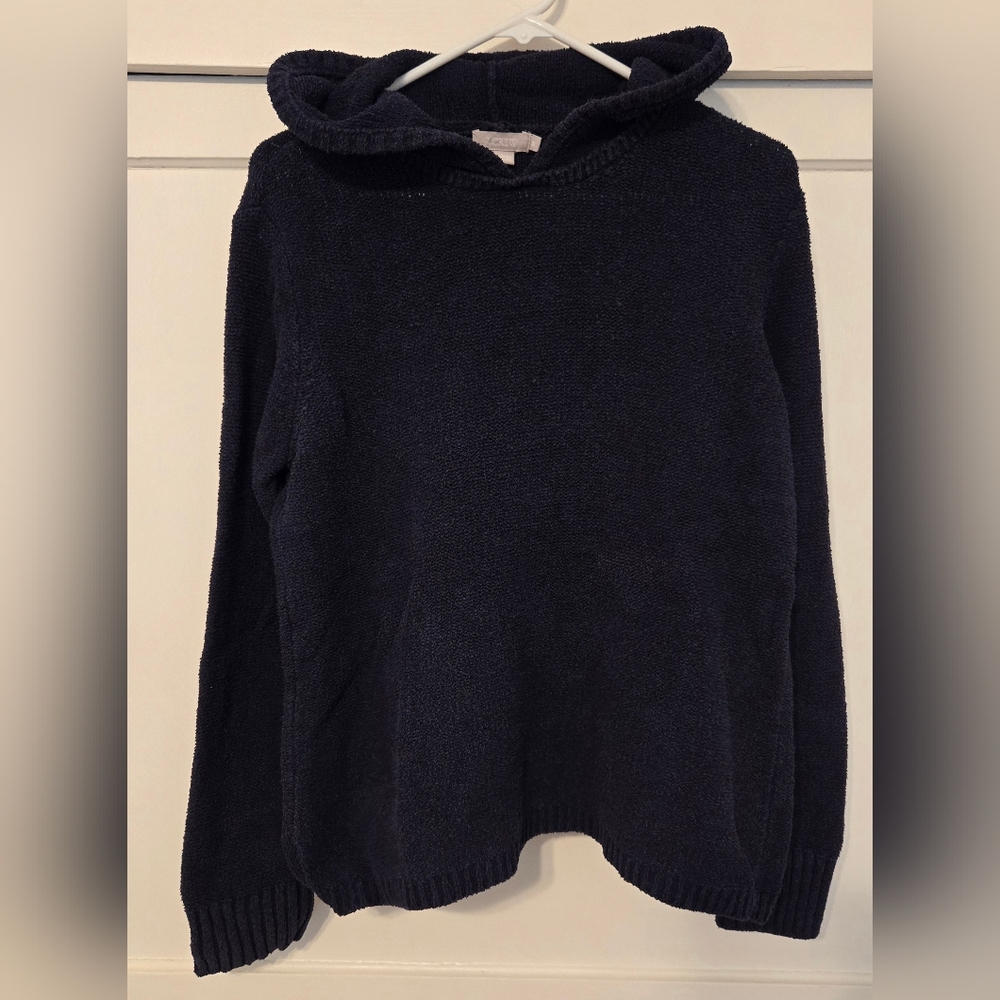 J. Crew Dark Blue Crew Neck Sweater With Hoodie